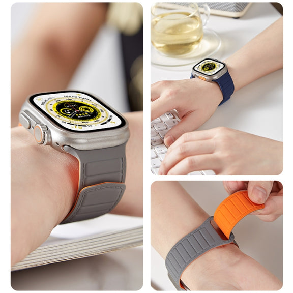 For Apple Watch 38mm Loop Magnetic Silicone Watch Band(Black Yellow)