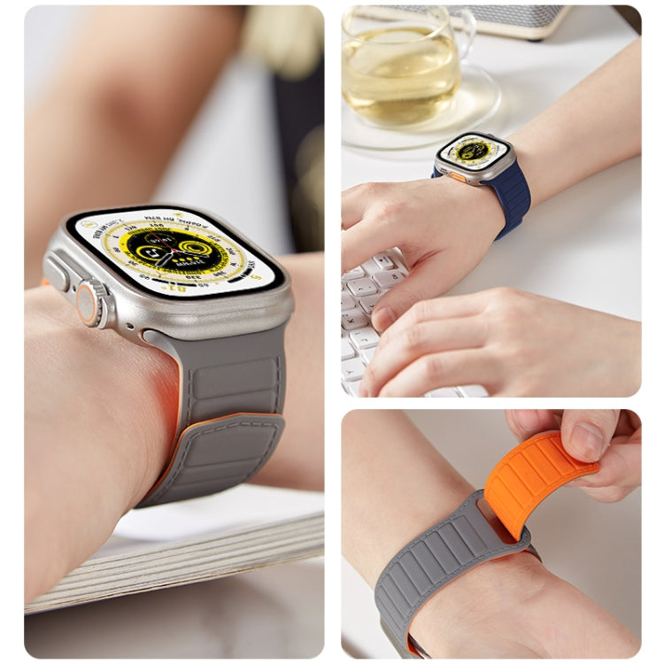 For Apple Watch 4 40mm Loop Magnetic Silicone Watch Band(Navy Blue)