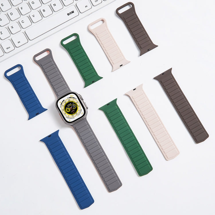 For Apple Watch 7 45mm Loop Magnetic Silicone Watch Band(Navy Blue)