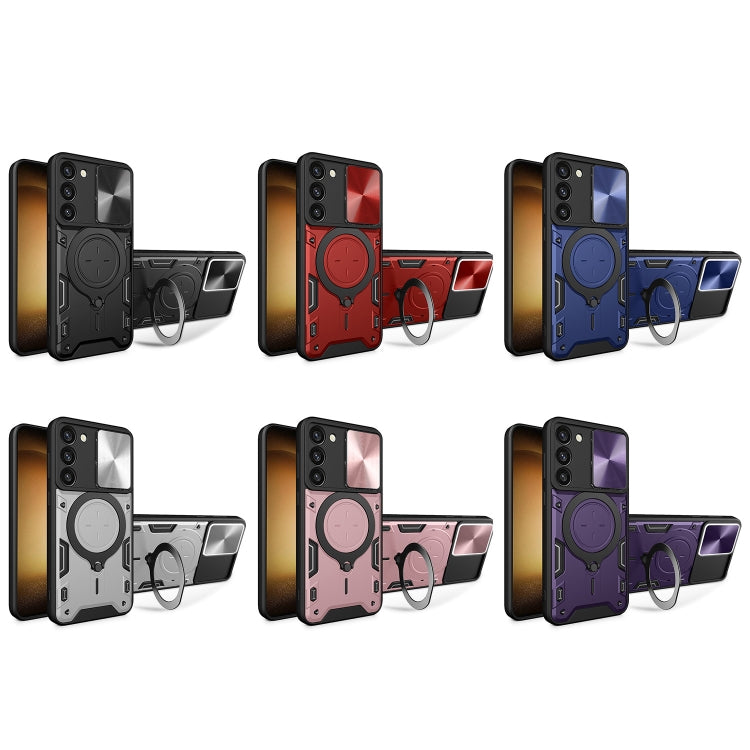For Samsung Galaxy S23+ 5G CD Texture Sliding Camshield Magnetic Holder Phone Case(Red)