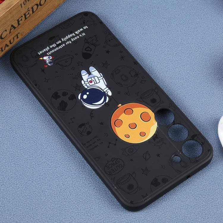 For Samsung Galaxy S20 Astronaut Pattern Silicone Straight Edge Phone Case(Planet Landing-Black)