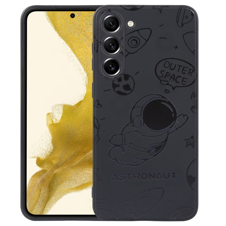 For Samsung Galaxy S20 Ultra 5G Astronaut Pattern Silicone Straight Edge Phone Case(Flying Astronaut-Black)