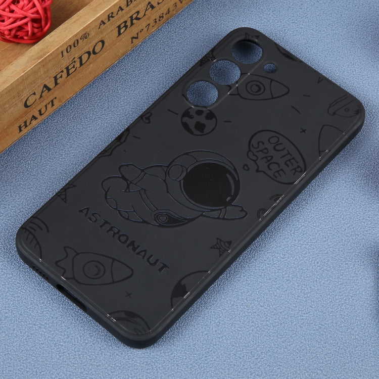 For Samsung Galaxy S20 FE Astronaut Pattern Silicone Straight Edge Phone Case(Flying Astronaut-Black)