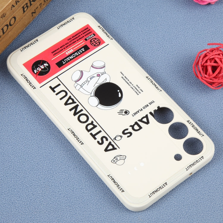 For Samsung Galaxy S20 FE Astronaut Pattern Silicone Straight Edge Phone Case(Mars Astronaut-White)