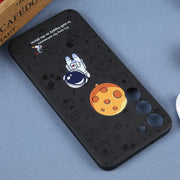 For Samsung Galaxy S10+ Astronaut Pattern Silicone Straight Edge Phone Case(Planet Landing-Black)