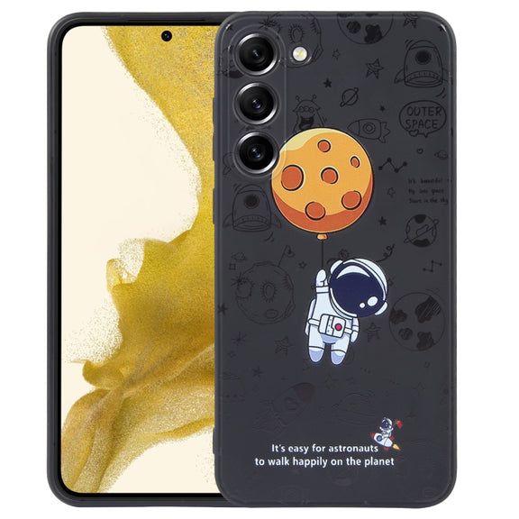 For Samsung Galaxy A91 Astronaut Pattern Silicone Straight Edge Phone Case(Planet Landing-Black)