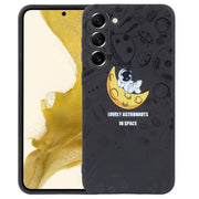For Samsung Galaxy A81 Astronaut Pattern Silicone Straight Edge Phone Case(Lovely Astronaut-Black)
