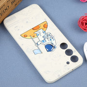 For Samsung Galaxy A81 Astronaut Pattern Silicone Straight Edge Phone Case(Planet Landing-White)