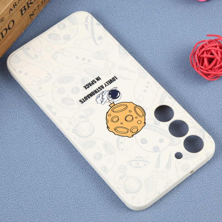 For Samsung Galaxy A72 5G / 4G Astronaut Pattern Silicone Straight Edge Phone Case(Lovely Astronaut-White)