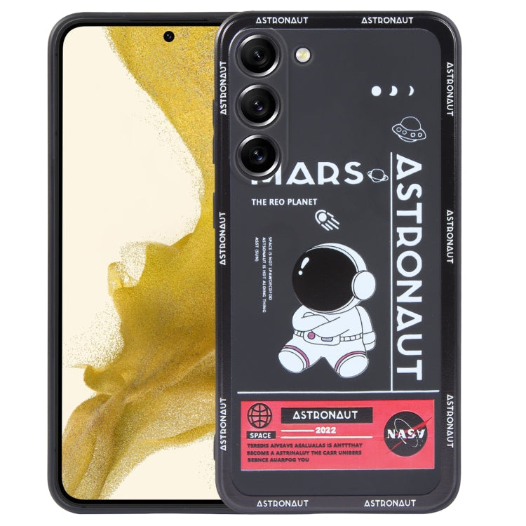 For Samsung Galaxy A71 Astronaut Pattern Silicone Straight Edge Phone Case(Mars Astronaut-Black)