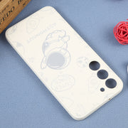 For Samsung Galaxy A71 Astronaut Pattern Silicone Straight Edge Phone Case(Flying Astronaut-White)