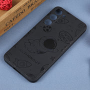 For Samsung Galaxy A20 / A30 Astronaut Pattern Silicone Straight Edge Phone Case(Flying Astronaut-Black)