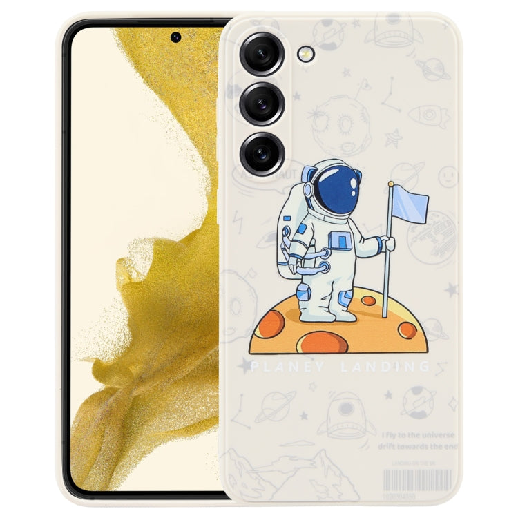 For Samsung Galaxy A02 Astronaut Pattern Silicone Straight Edge Phone Case(Planet Landing-White)