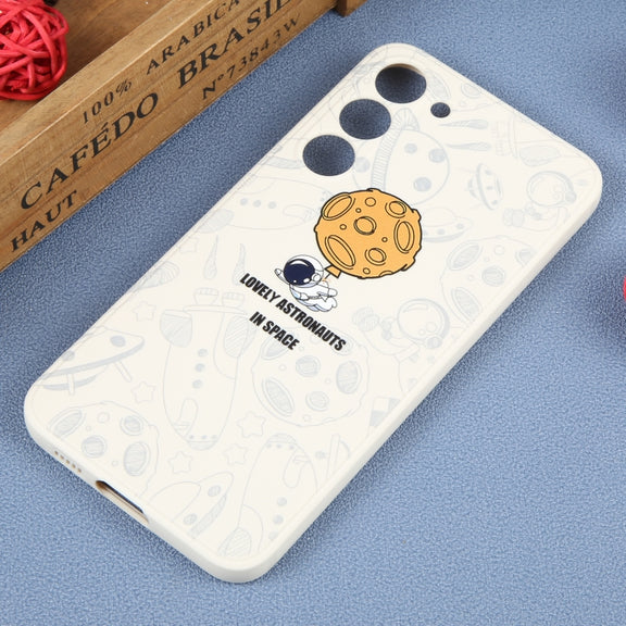 For Samsung Galaxy A02 Astronaut Pattern Silicone Straight Edge Phone Case(Lovely Astronaut-White)