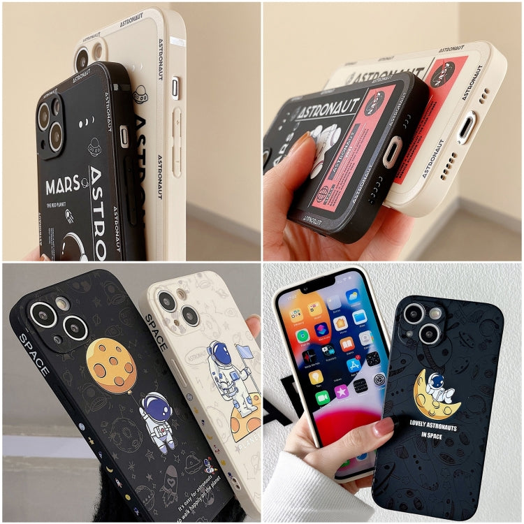 For Samsung Galaxy A03 164mm Astronaut Pattern Silicone Straight Edge Phone Case(Planet Landing-White)