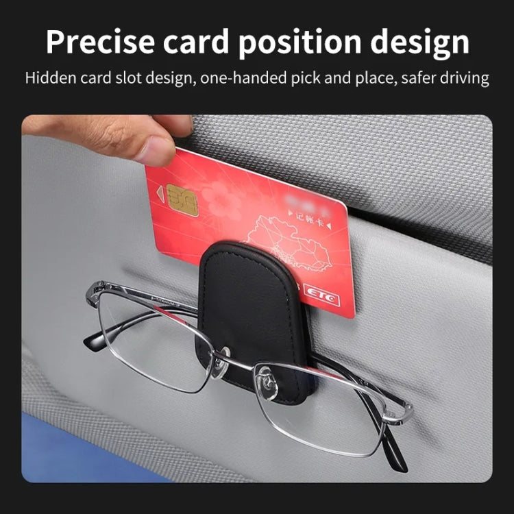 Car Sun Visor Glasses Holder Multifunctional Card Clip Storage Rack(Brown)