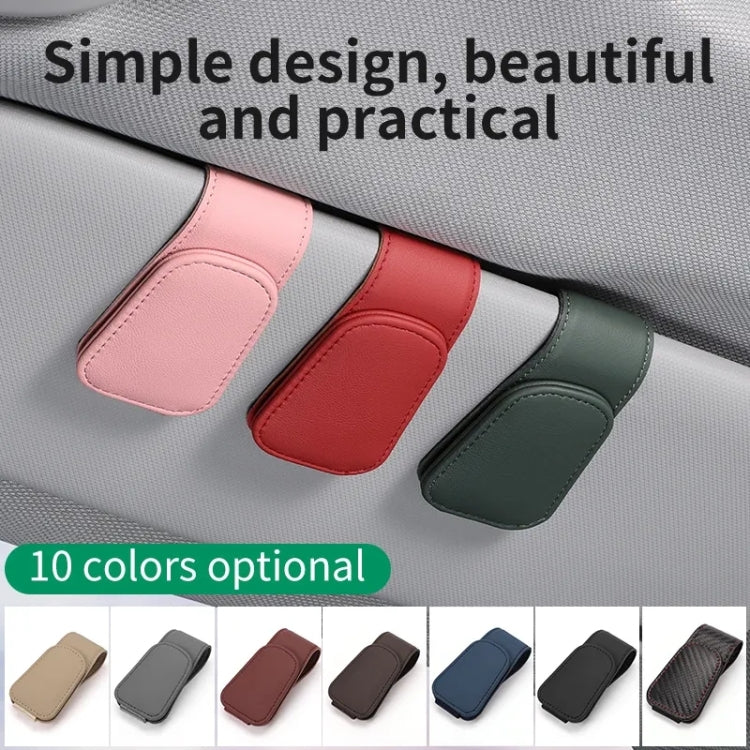 Car Sun Visor Glasses Holder Multifunctional Card Clip Storage Rack(Brown)