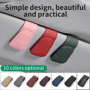 Car Sun Visor Glasses Holder Multifunctional Card Clip Storage Rack(Brown)
