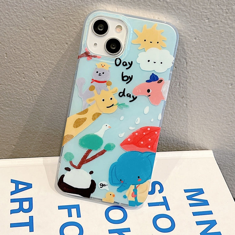 For iPhone 14 IMD Cute Animal Pattern Phone Case(Giraffe)