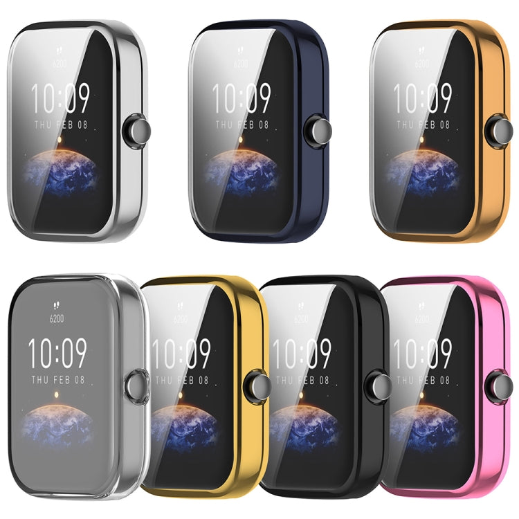 For Amazfit Bip 3 / Bip 3 Pro Universal Full Coverage TPU Electroplating Watch Protective Case(Black)