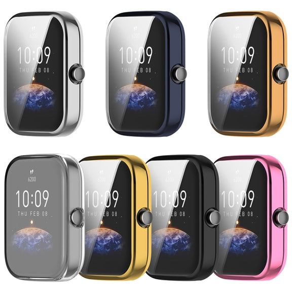 For Amazfit Bip 3 / Bip 3 Pro Universal Full Coverage TPU Electroplating Watch Protective Case(Silver)