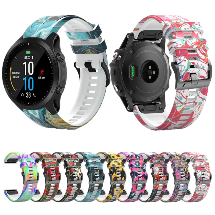 For Garmin Forerunner 965 / 955 / 945 / 935 Printing Quick Release Silicone Watch Band(Sunflower)