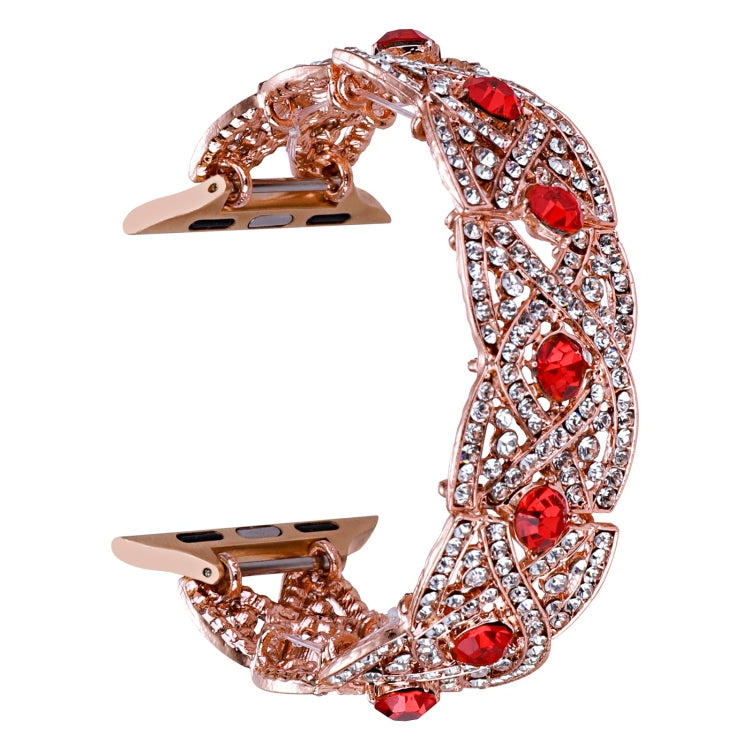 Diamonds Twist Metal Watch Band For Apple Watch 38mm(Rose Gold Red)