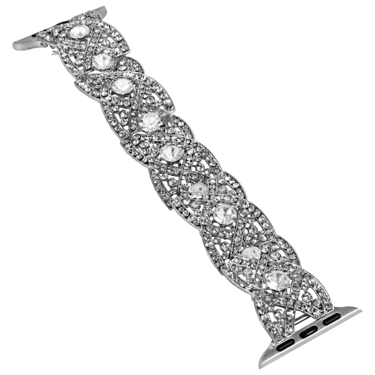 Diamonds Twist Metal Watch Band For Apple Watch 9 41mm(Silver)