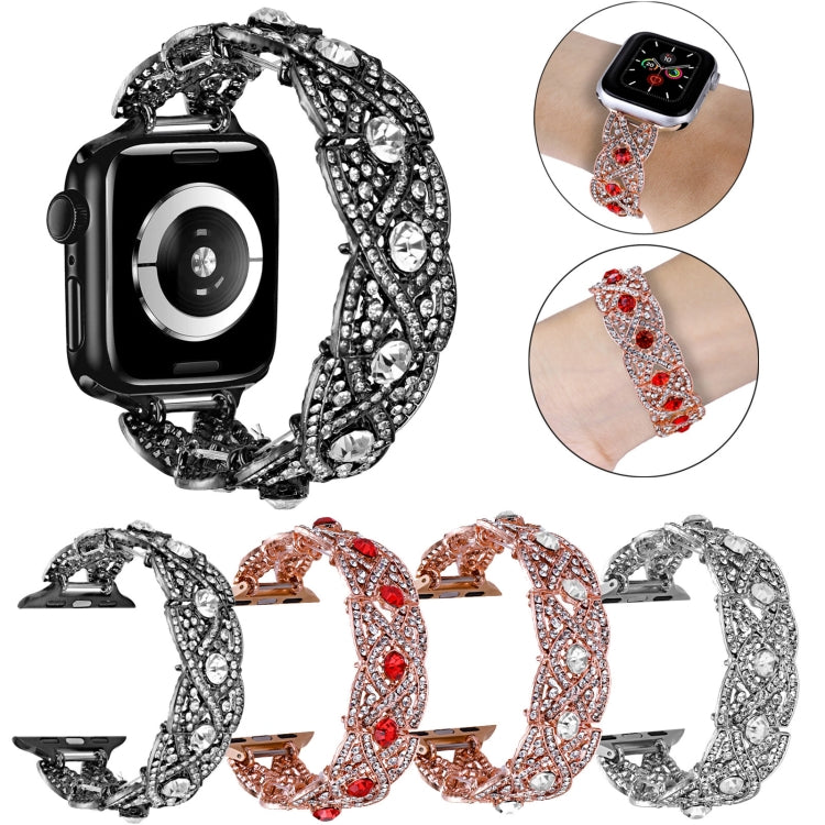 Diamonds Twist Metal Watch Band For Apple Watch SE 2022 40mm(Black)