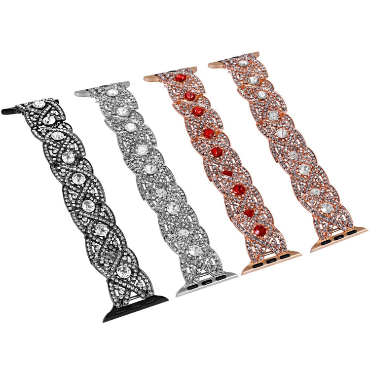 Diamonds Twist Metal Watch Band For Apple Watch 9 41mm(Silver)