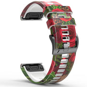 For Garmin  Tactix 7 Pro / Fenix 7X / 6X Pro Printing Quick Release Silicone Watch Band(Rose Flower)