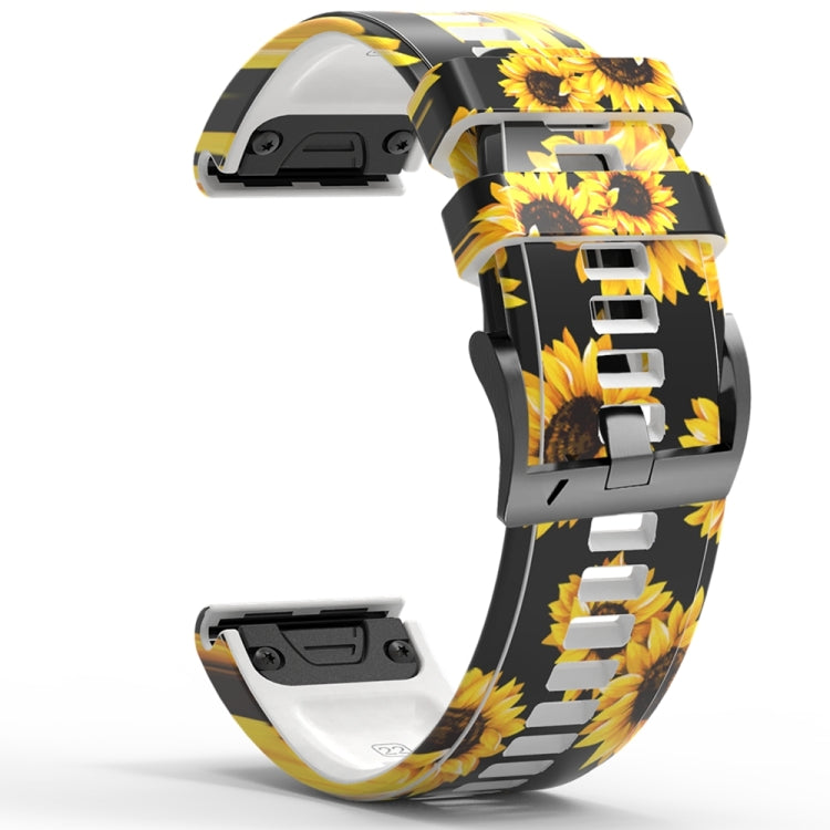 For Garmin  Tactix 7 Pro / Fenix 7X / 6X Pro Printing Quick Release Silicone Watch Band(Sunflower)