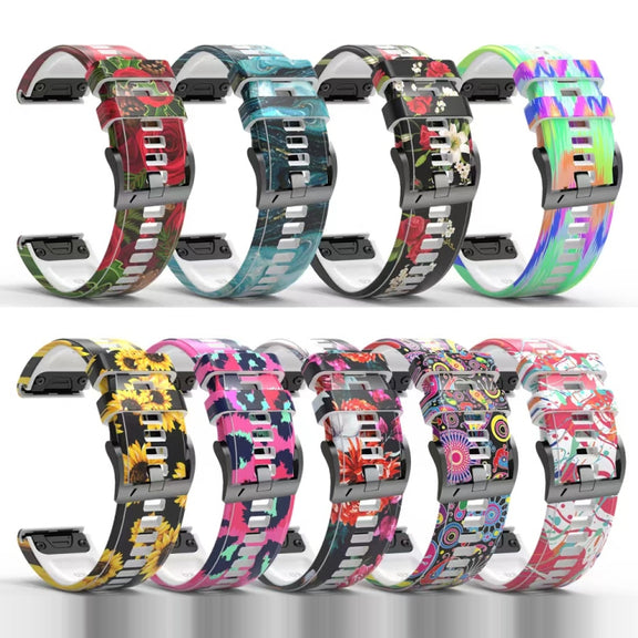 For Garmin  Tactix 7 Pro / Fenix 7X / 6X Pro Printing Quick Release Silicone Watch Band(Colorful)