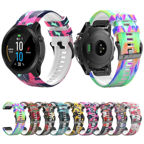 For Garmin  Tactix 7 Pro / Fenix 7X / 6X Pro Printing Quick Release Silicone Watch Band(Sunflower)