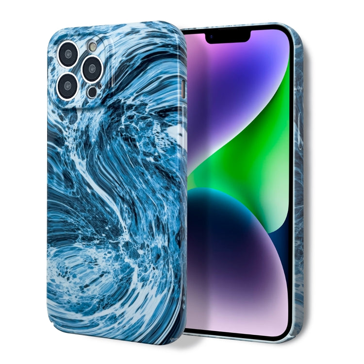 For iPhone XR Marble Pattern Phone Case(Navy Blue White)