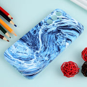For Samsung Galaxy S22 Ultra 5G Marble Pattern Phone Case(Navy Blue White)