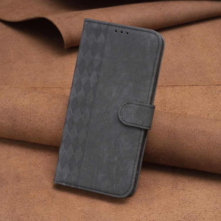 For Samsung Galaxy S23 Ultra 5G Plaid Embossed Leather Phone Case(Black)