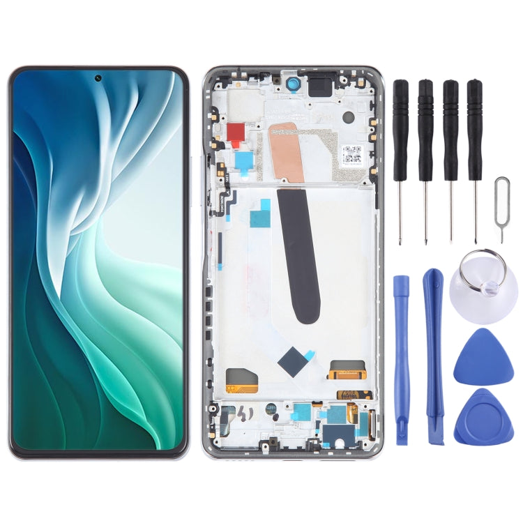 OLED LCD Screen For Xiaomi 11X Digitizer Full Assembly with Frame(Silver)