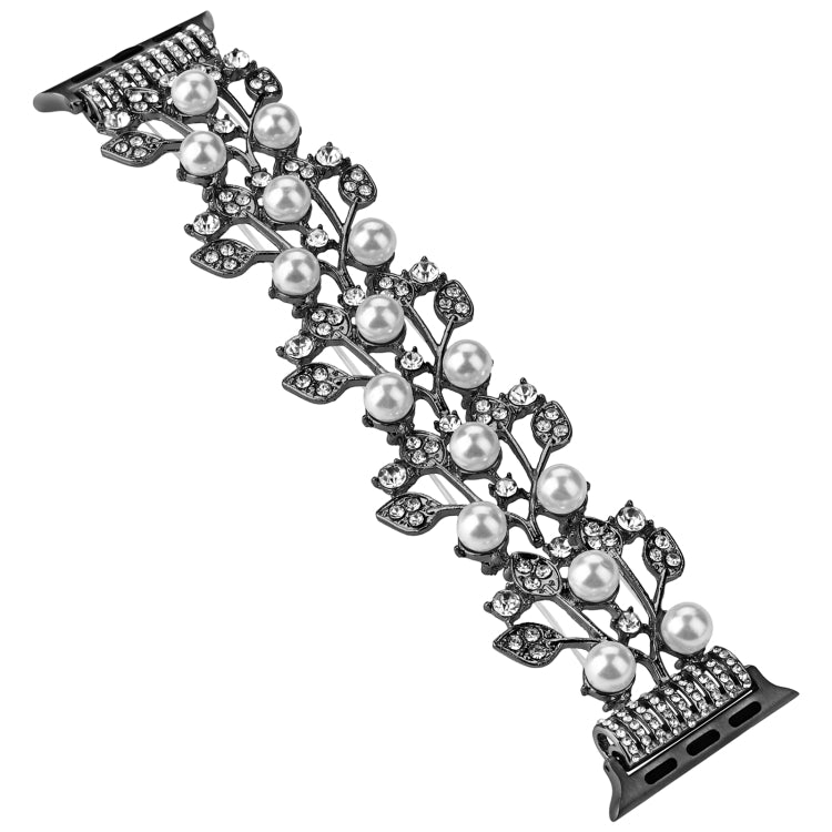 Four-leaf Bead Metal Watch Band For Apple Watch 2 42mm(Black)