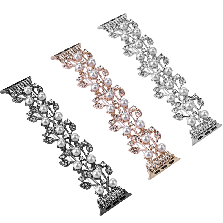 Four-leaf Bead Metal Watch Band For Apple Watch 6 44mm(Silver)
