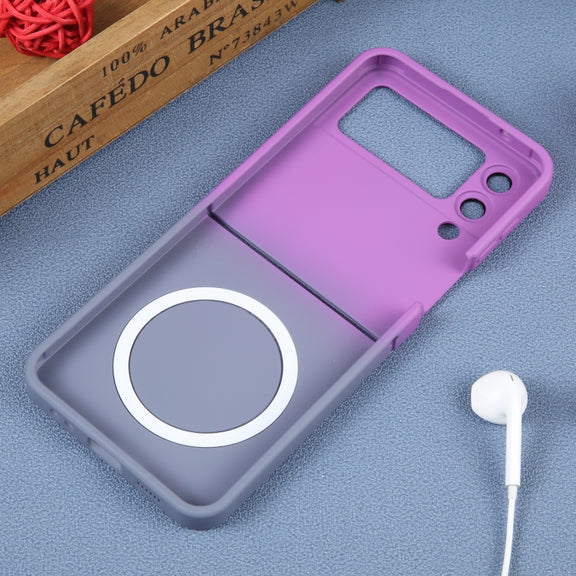 For Samsung Galaxy Z Flip3 5G Liquid TPU Silicone Gradient MagSafe Phone Case(Purple Grey)