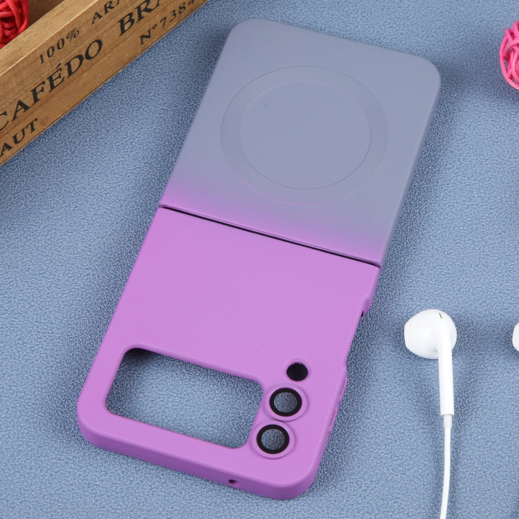 For Samsung Galaxy Z Flip3 5G Liquid TPU Silicone Gradient MagSafe Phone Case(Purple Grey)