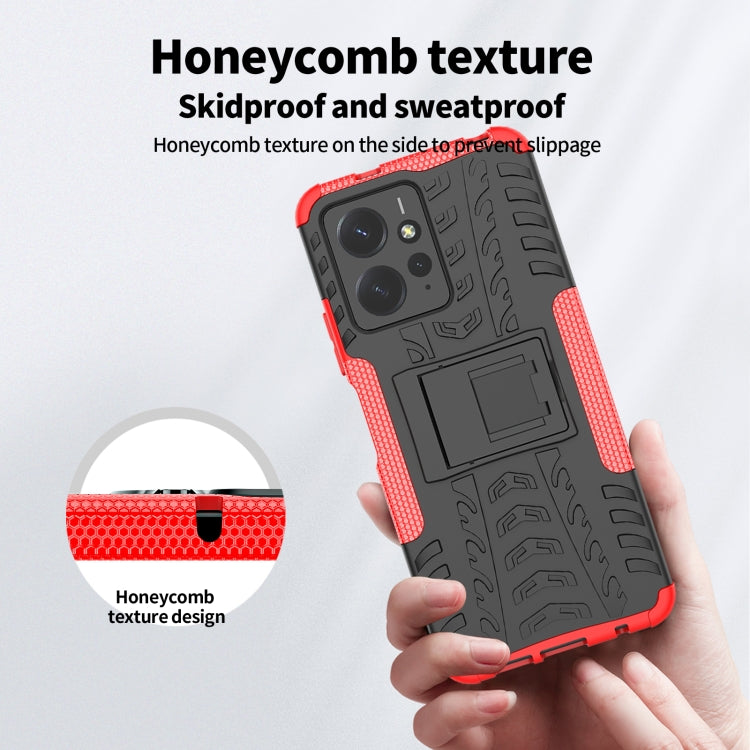 For Xiaomi Redmi Note 12 4G Global Tire Texture TPU + PC Phone Case with Holder(Blue)