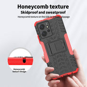 For Xiaomi Redmi Note 12 4G Global Tire Texture TPU + PC Phone Case with Holder(Blue)