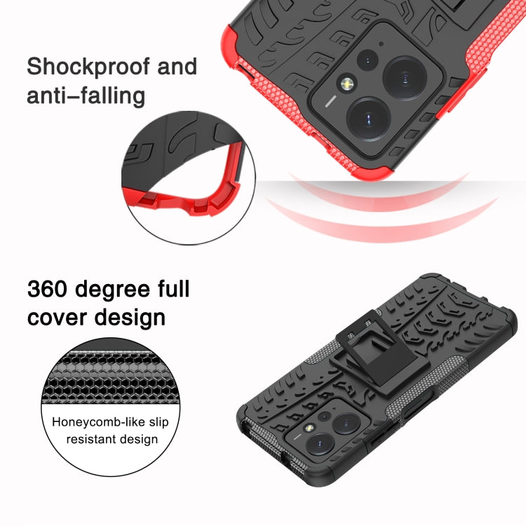 For Xiaomi Redmi Note 12 4G Global Tire Texture TPU + PC Phone Case with Holder(Blue)