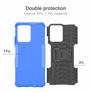For Xiaomi Redmi Note 12 4G Global Tire Texture TPU + PC Phone Case with Holder(Blue)