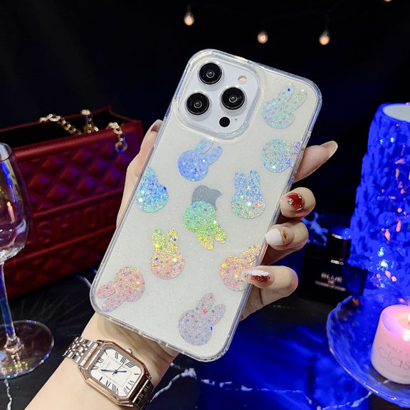For iPhone 13 Pro Max Little Star Series Glitter Powder TPU Phone Case(Little Rabbit)