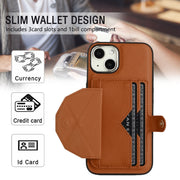 For iPhone 13 Shockproof Leather Phone Case with Card Holder(Brown)