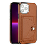 For iPhone 13 Pro Max Shockproof Leather Phone Case with Card Holder(Brown)