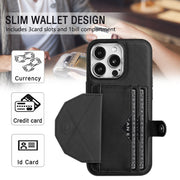 For iPhone 15 Pro Shockproof Leather Phone Case with Card Holder(Black)